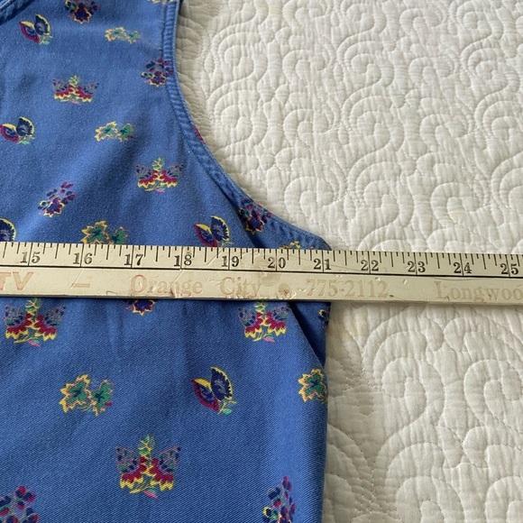 A.M.I. Vintage Blue Floral Sheath Dress Sleeveless Cotton Knee Length Size XL - Picture 10 of 12